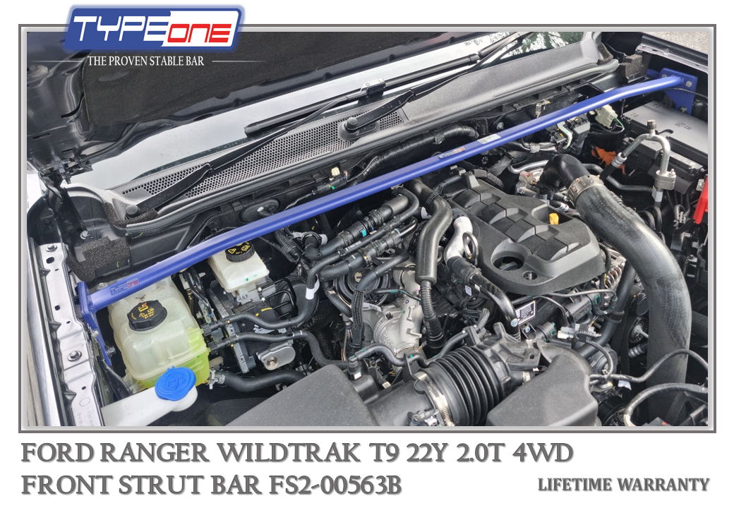 TYPEONE FS2-00563B Front Strut Bar — Ford Ranger Wildtrak T9 22Y