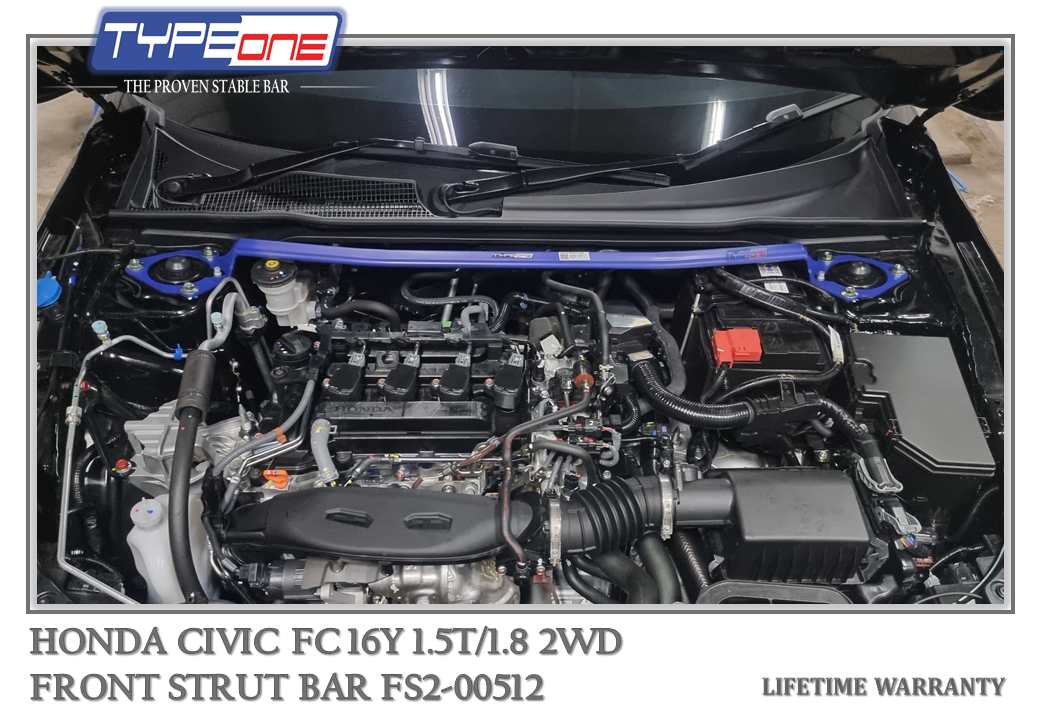 TYPEONE FS2-00512 Front Strut Bar — Honda Civic FC 16Y