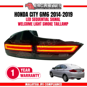 Eagle Eyes TL-376-SQ — HONDA CITY GM6 2014-2019 LED SEQUENTIAL SIGNAL WELCOME LIGHT PORSCHE STYLE SMOKE TAILLAMP