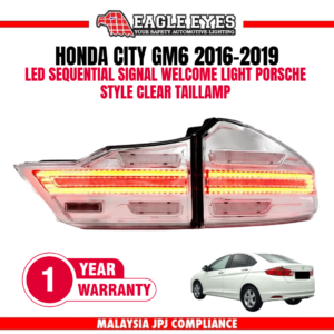 HONDA CITY GM6 2016-2019 LED SEQUENTIAL SIGNAL WELCOME LIGHT PORSCHE STYLE CLEAR TAILLAMP — Eagle Eyes