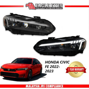 HONDA CIVIC FE 2022-2023 PROJECTOR LED HI-LO BEAM SEQUENTIAL SIGNAL WELCOME LIGHT AUDI STYLE HEADLAMP — Eagle Eyes